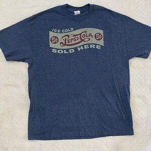 Pepsi Cola Vintage Y2K Navy Blue Tshirt Mens XL Preowned Retro Promo AAA Tag